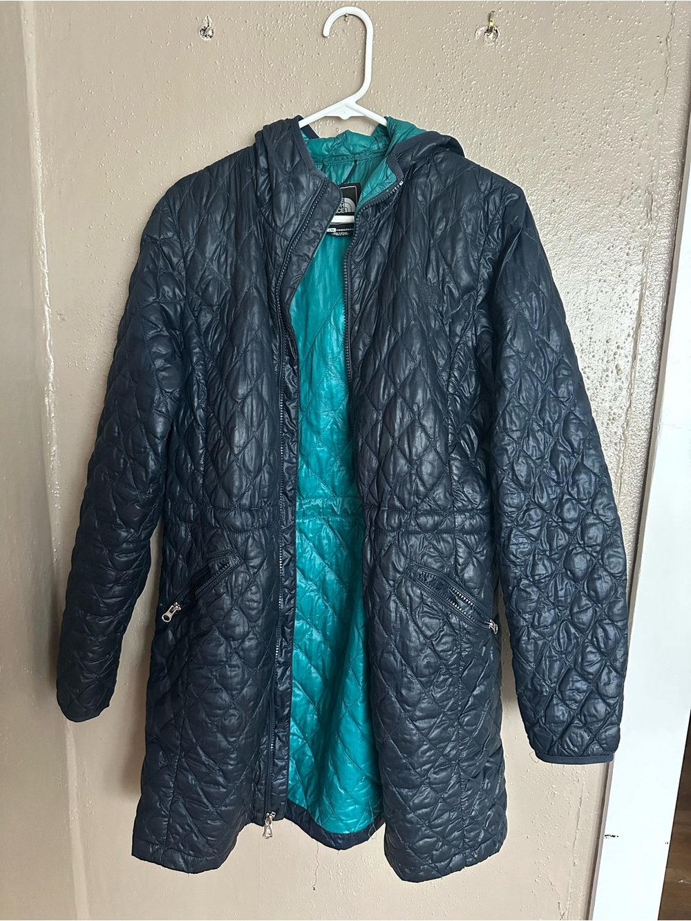 The North Face Navy Shell Jacket with Teal Lining